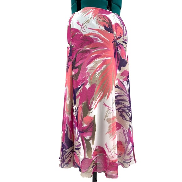 Tribal Pink Floral Patterned Lined Midi Skirt, 12 - Picture 5 of 16